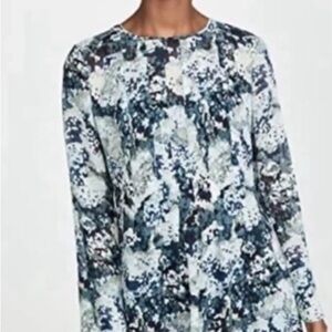 Club Monaco Delaynee Silk Floral Blue and White Shift Dress